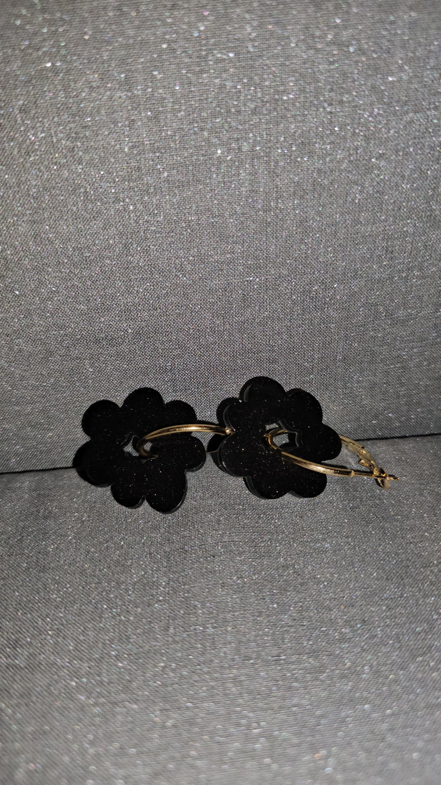 Paire de Pampilles en résine avec boucle d'oreilles créole en acier inox (2 pcs)
