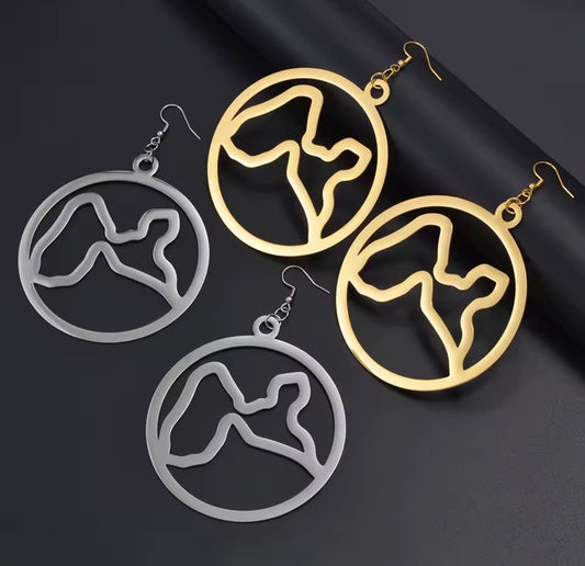 ✨ Boucles d’Oreilles en Acier Inoxydable – Carte de la Guadeloupe