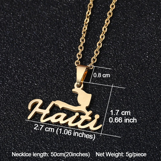 âš Collier + Pendentif HaĂŻti en Acier Inoxydable