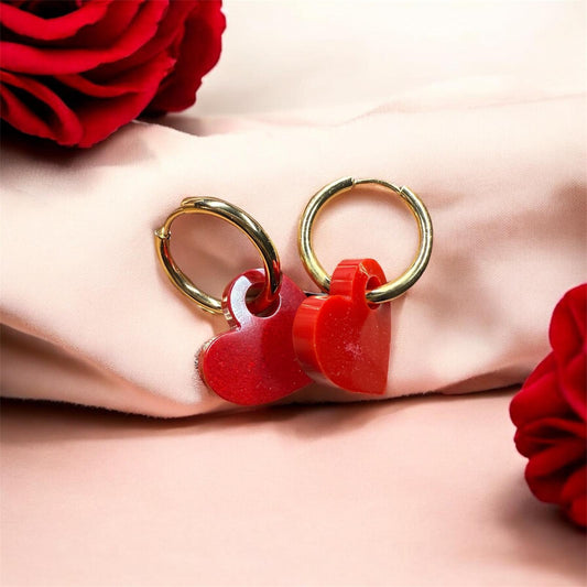 Paire de Pampilles en résine avec boucle d'oreilles créole en acier inox (2 pcs)