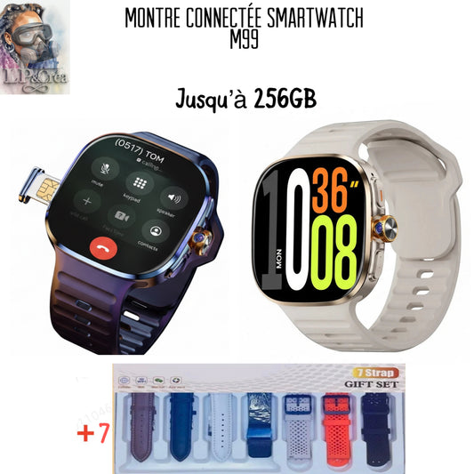 ⌚🚀 Montre Connectée M99 – Smartwatch 5G avec Carte SIM + 7 Bracelets