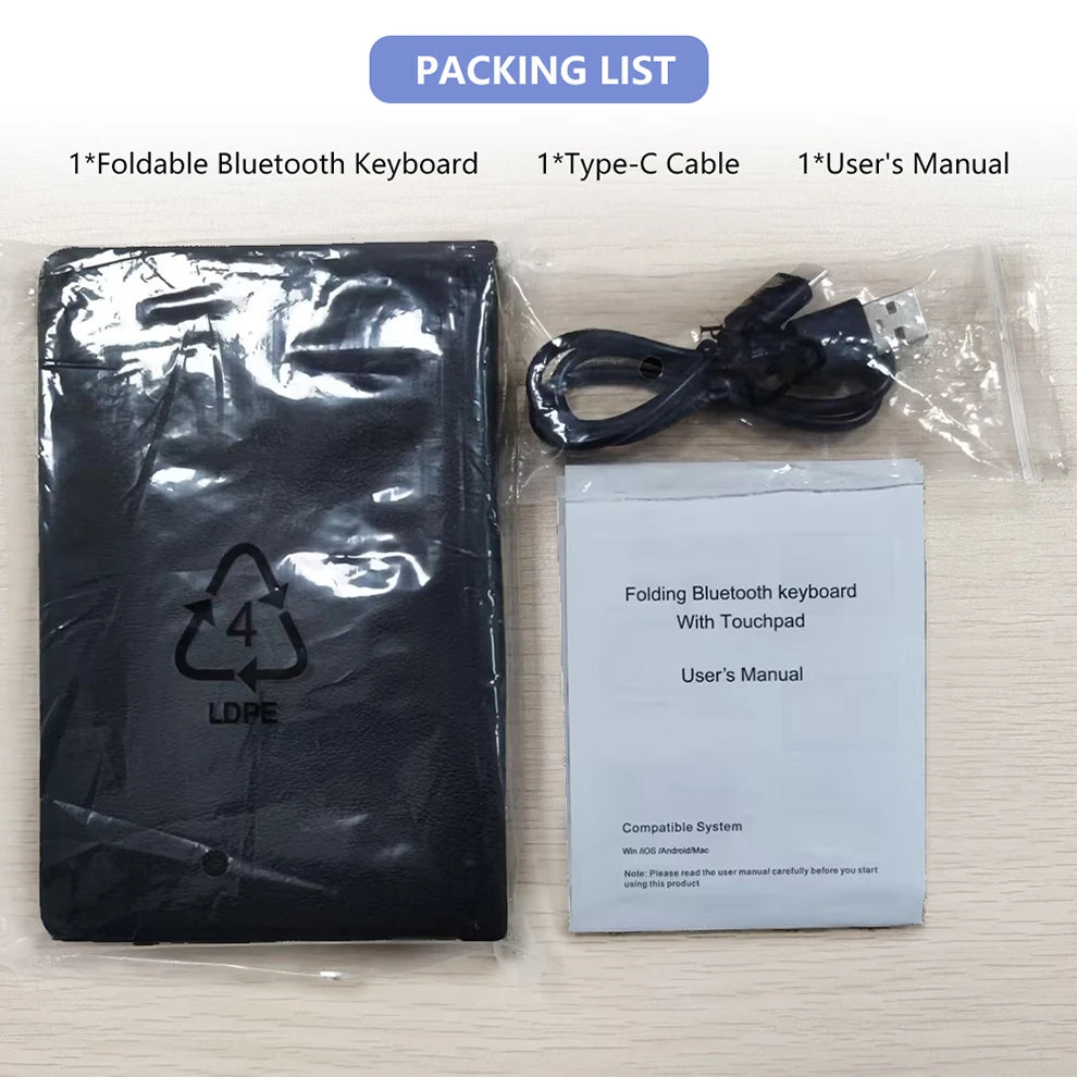 ⌨️ Clavier Bluetooth Pliable de poche avec Pavé Tactile • Sans fil • Rechargeable