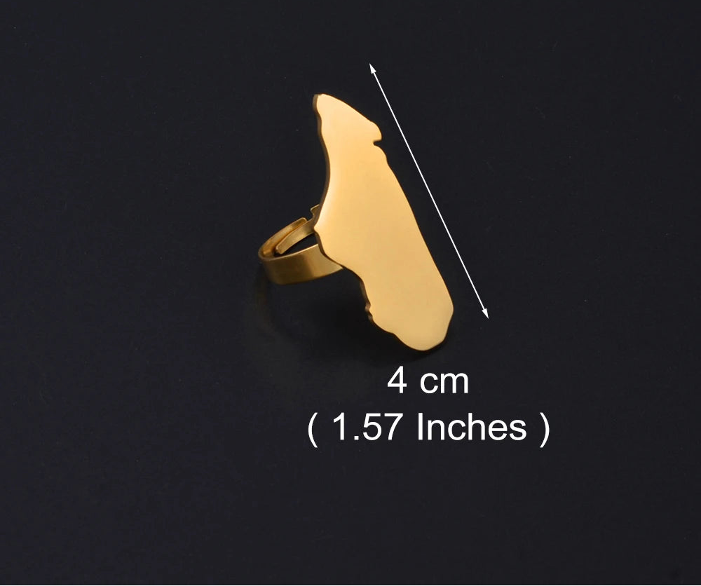 đâš Grande Bague Ronde en Acier Inox ajustable â Carte de la Guadeloupe & Madagascar đČđŹ