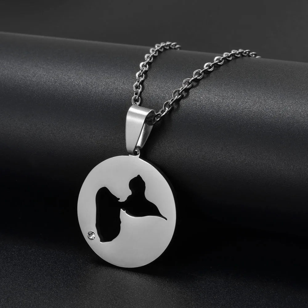 ✨ Collier + Pendentif Guadeloupe strass en Acier Inox rond