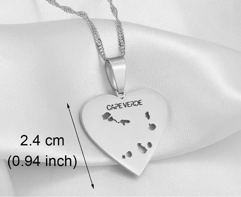 ✨🇨🇻 Collier Chaîne en Acier Inoxydable – Pendentif Cœur ou Rond Îles du Cap-Vert