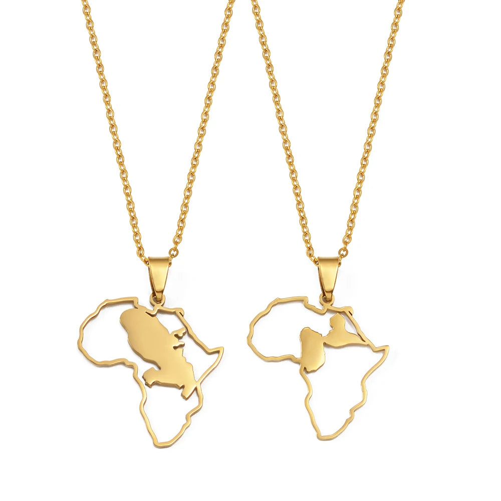 ✨ Collier + Pendentif Afrique intérieur Guadeloupe ou Martinique en Acier Inoxydable