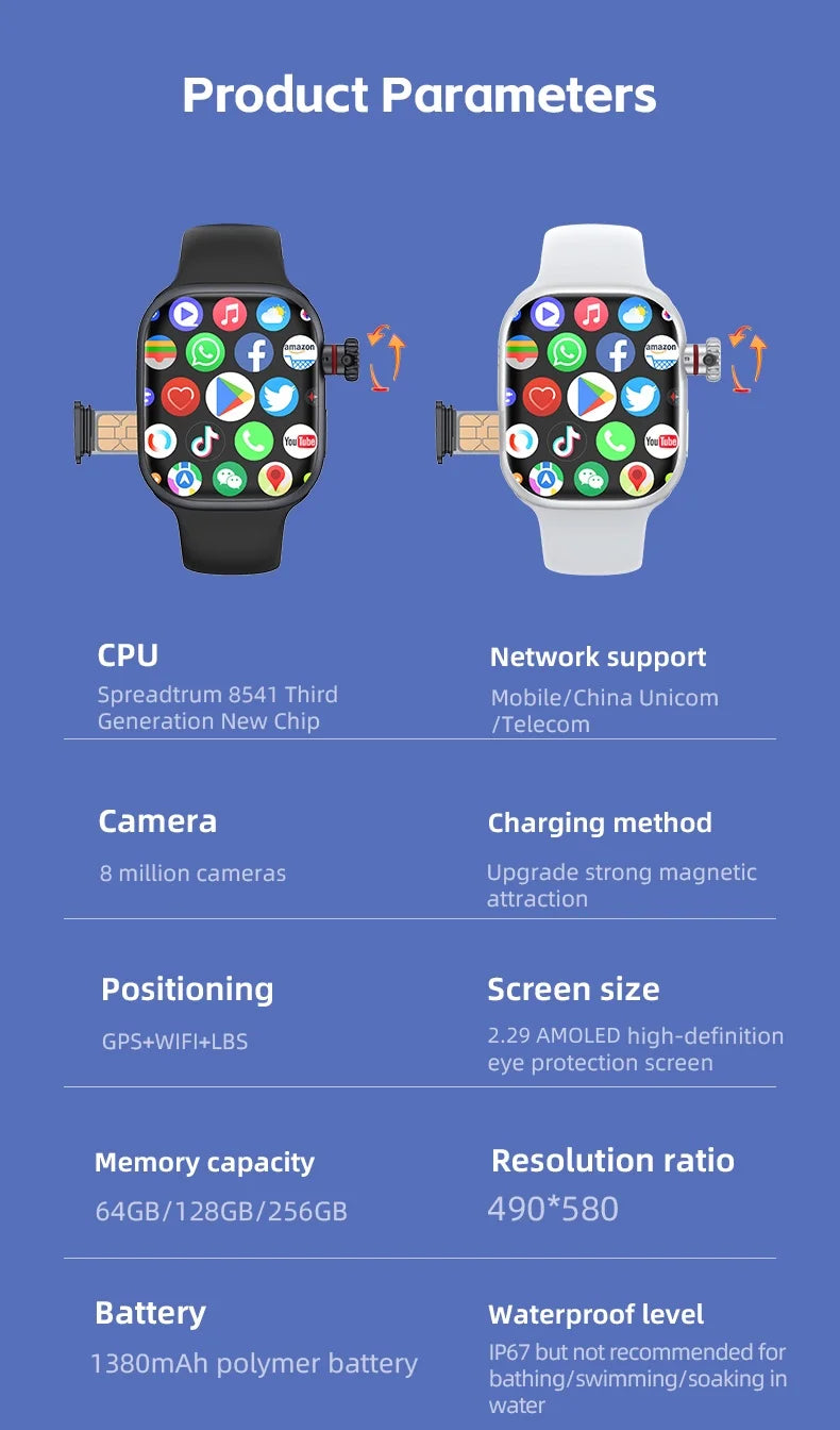 ⌚ Montre SmartWatch CD99 X 5G – Caméra Rotative 180° – GPS – SIM – WiFi