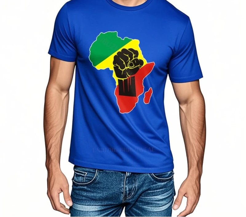 👕🌍 T-Shirt Noir – Carte de l’Afrique vert jaune rouge