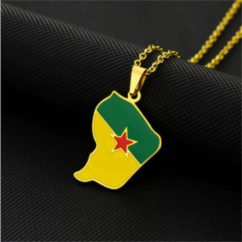 ✨ Collier + Pendentif Guyane Française – Acier Inoxydable au Couleurs du Drapeau