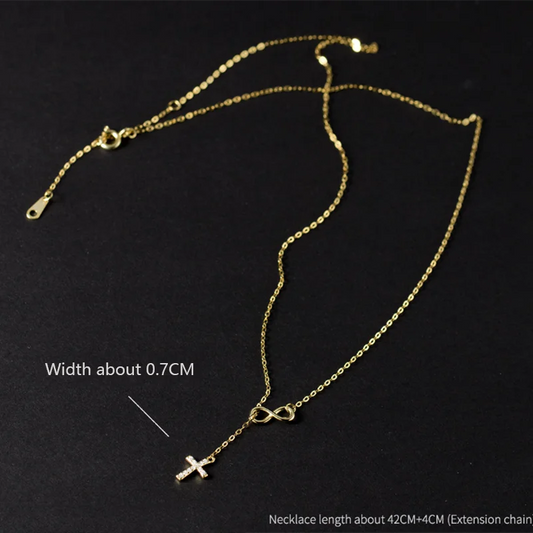 âšâïž Collier ChaĂźne + mini Pendentif Croix Diamant â Acier Inoxydable