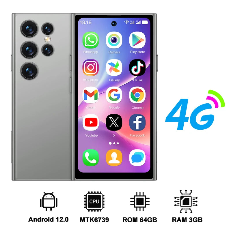đ±Mini Smartphone 4G LTE Android 12 âą Double SIM âą GPS âą