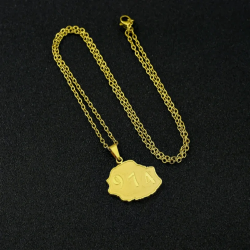 ✨ Collier + Pendentif la Réunion 974 en Acier Inoxydable