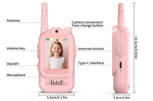đžđĄ Lot de 2 Mini Talkie-Walkies pour enfant avec CamĂ©ra â Rechargeables