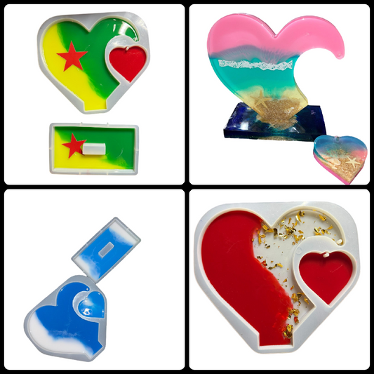 Double coeur sur socle en résine (1 pcs)