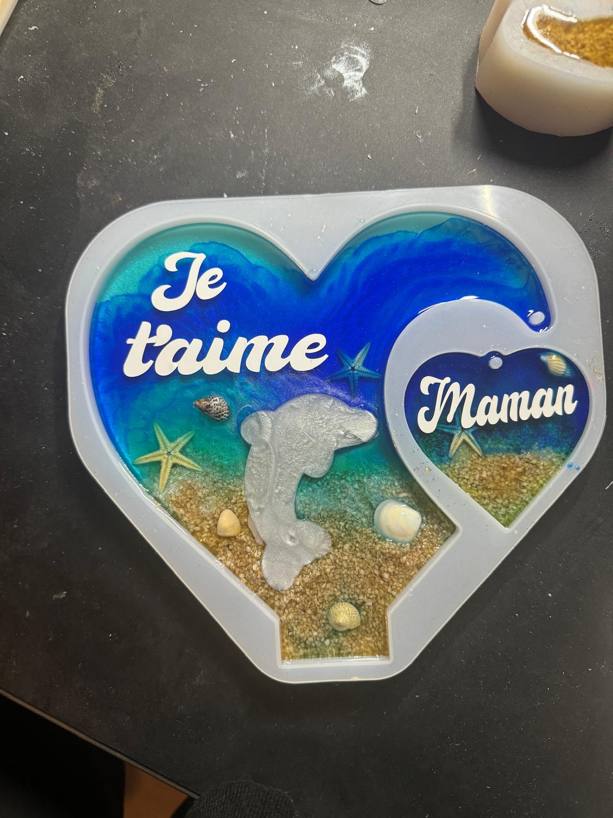 Double coeur sur socle en résine (1 pcs)