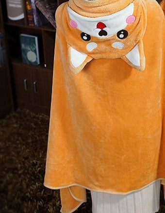 Cape à capuche couverture modèle chien shiba inu