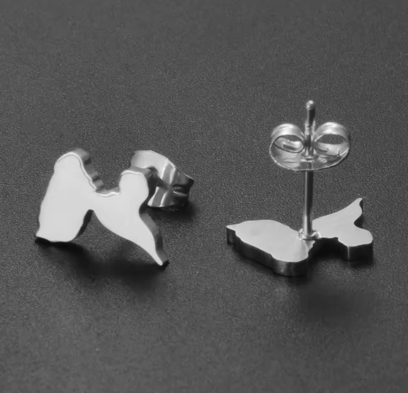 ✨ Boucles d’Oreilles en Acier Inoxydable – Carte de la Guadeloupe, Martinique 🇲🇶, Guyane 🇬🇫 & Réunion 🇷🇪