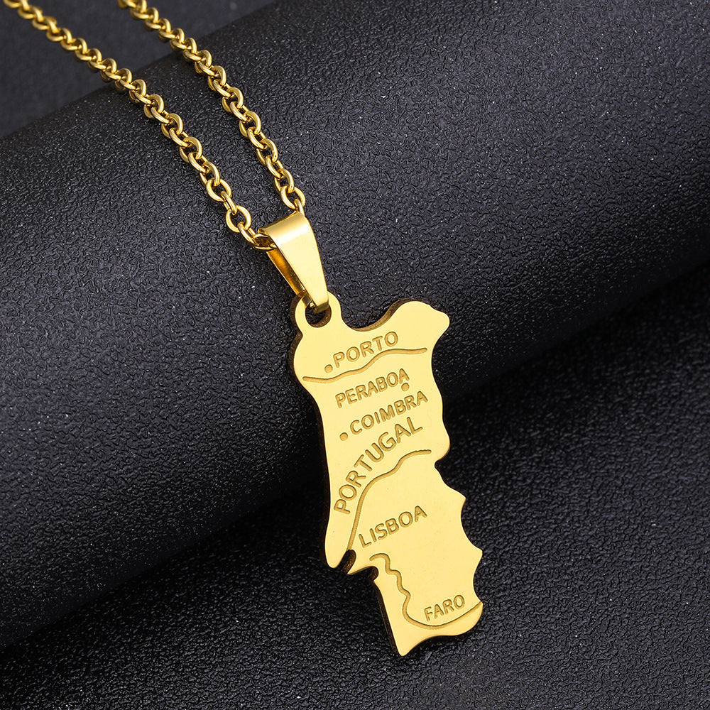 ✨🇵🇹 Collier Chaîne + Pendentif Portugal – Acier Inoxydable aux Couleurs du Drapeau