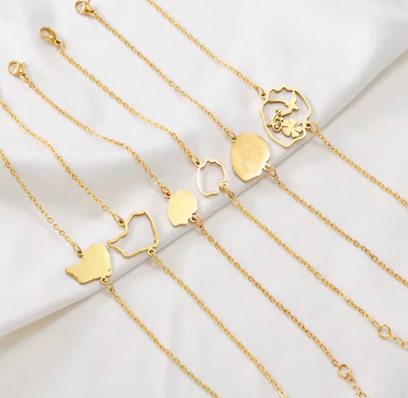 ✨⛓️ Bracelet, chaine de cheville ou collier en Acier Inoxydable rond – Carte de la Guadeloupe