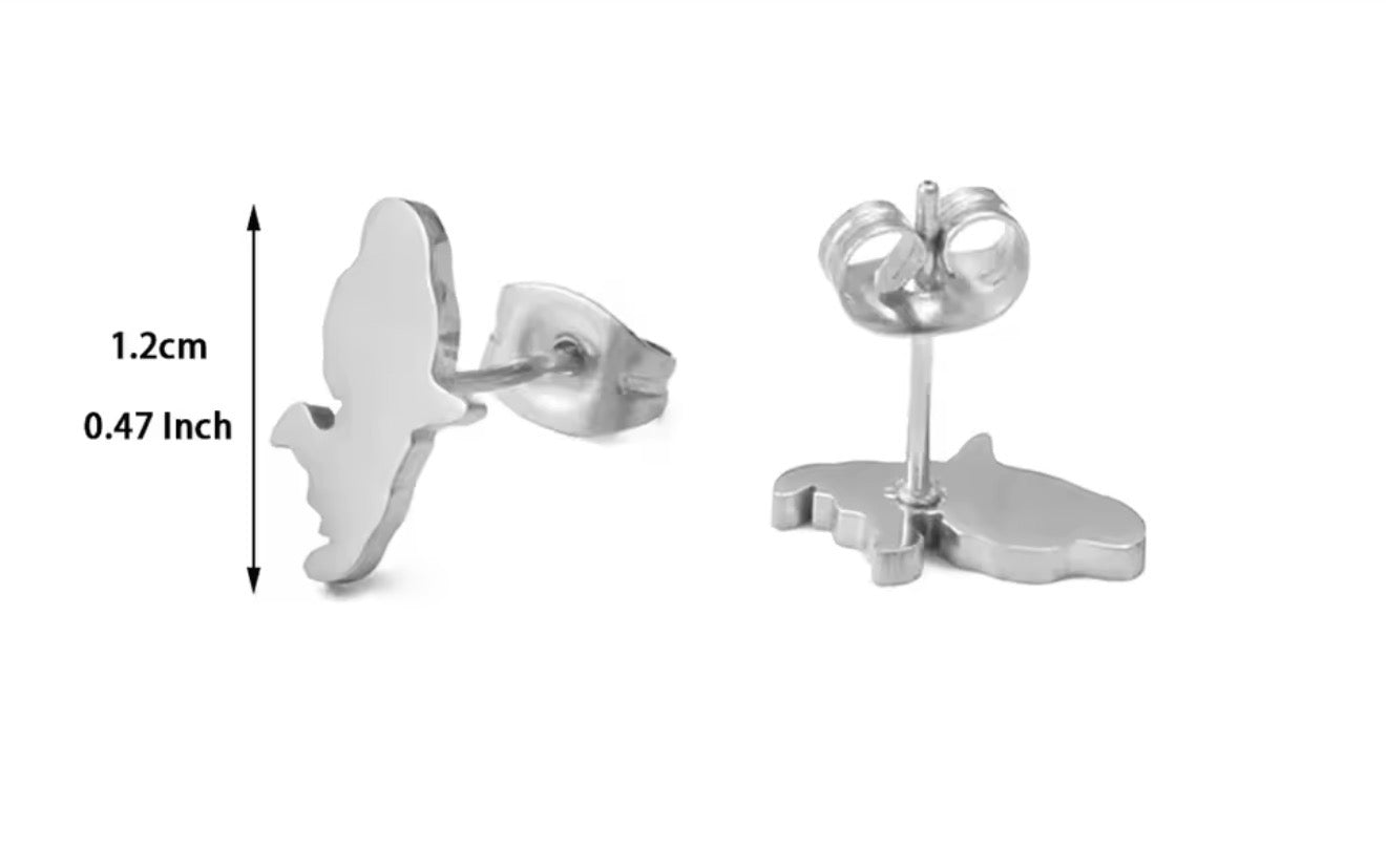 ✨ Boucles d’Oreilles en Acier Inoxydable – Carte de la Guadeloupe, Martinique 🇲🇶, Guyane 🇬🇫 & Réunion 🇷🇪