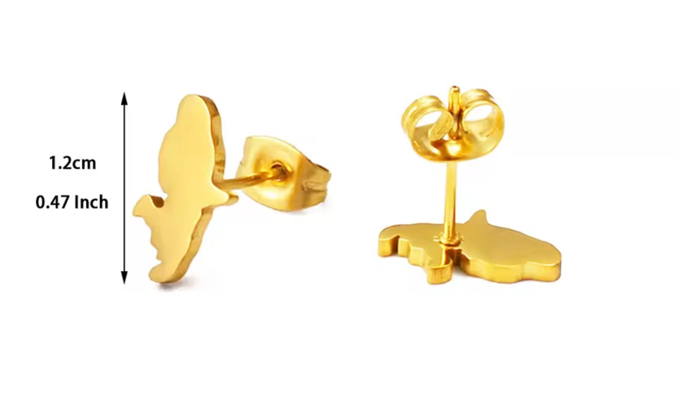 ✨ Boucles d’Oreilles en Acier Inoxydable – Carte de la Guadeloupe, Martinique 🇲🇶, Guyane 🇬🇫 & Réunion 🇷🇪