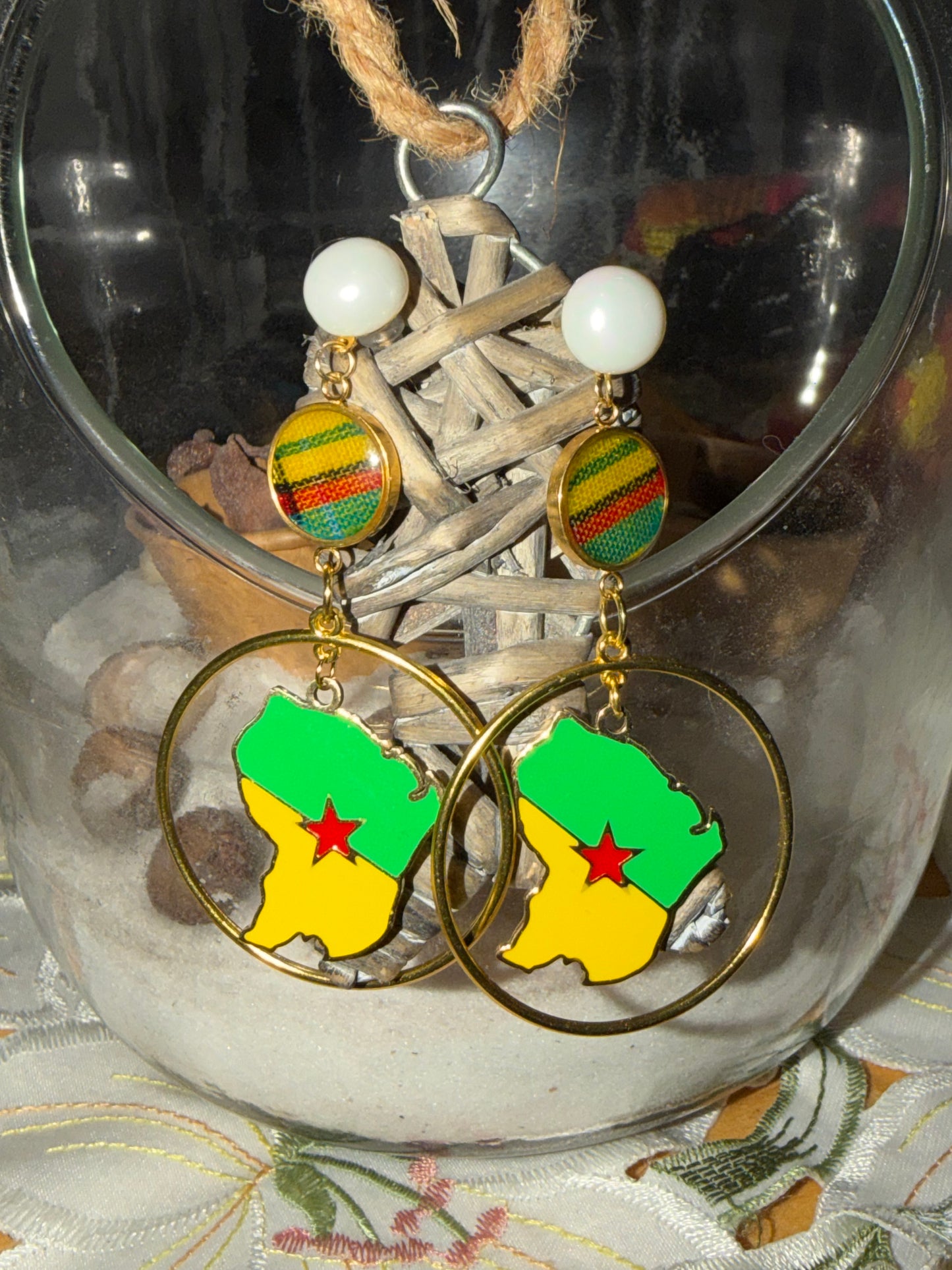 🌺 Boucles d’Oreilles madras «MADRÉLYA» Antilles/Guyane