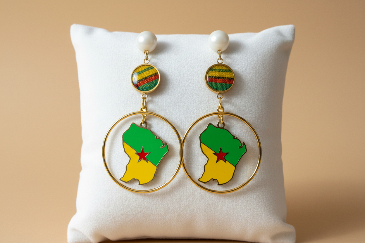 🌺 Boucles d’Oreilles madras «MADRÉLYA» Antilles/Guyane