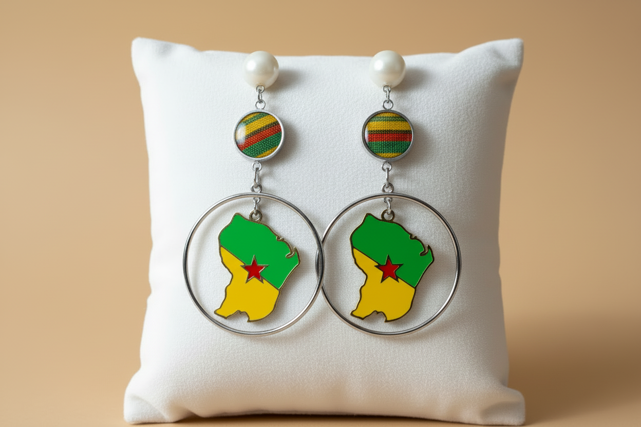 🌺 Boucles d’Oreilles madras «MADRÉLYA» Antilles/Guyane