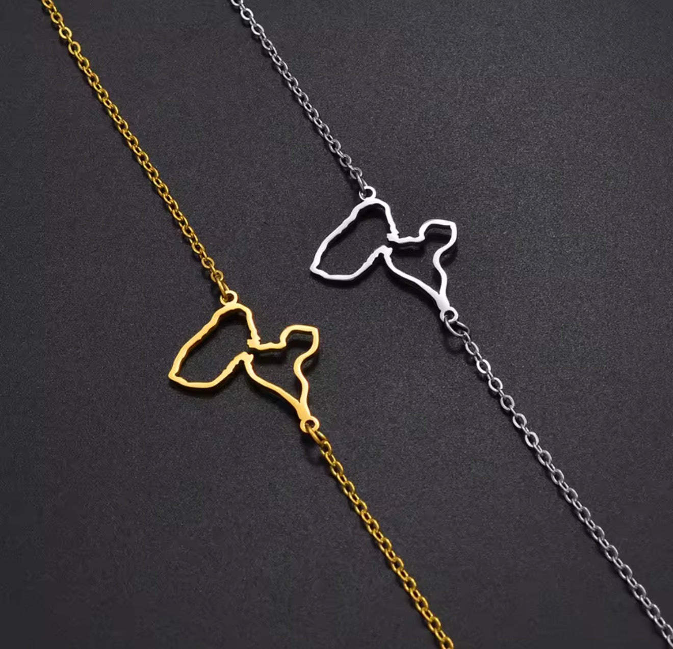 ✨⛓️ Bracelet, chaine de cheville ou collier en Acier Inoxydable rond – Carte de la Guadeloupe