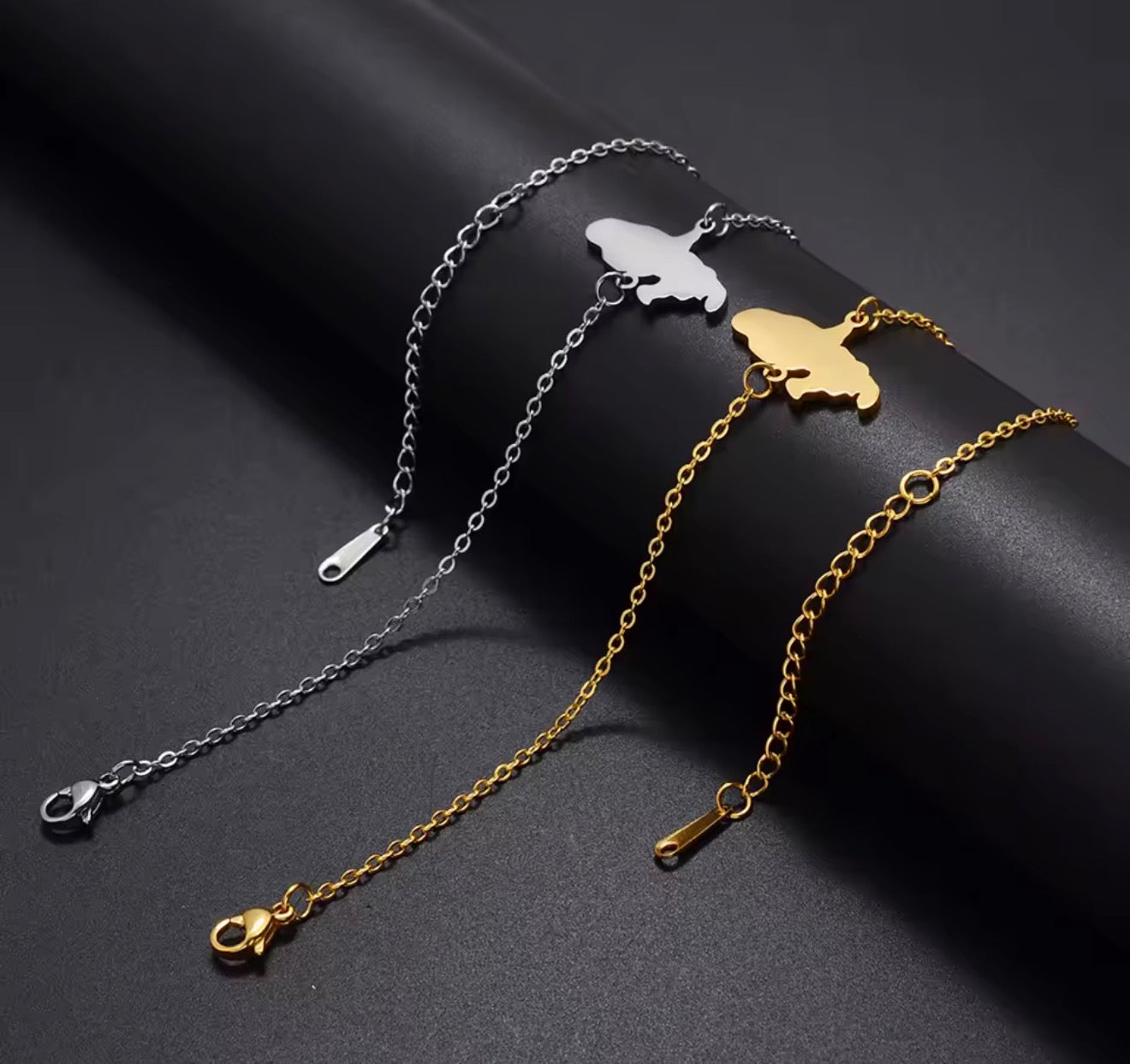 ✨⛓️ Bracelet, chaine de cheville ou collier en Acier Inoxydable rond – Carte de la Guadeloupe