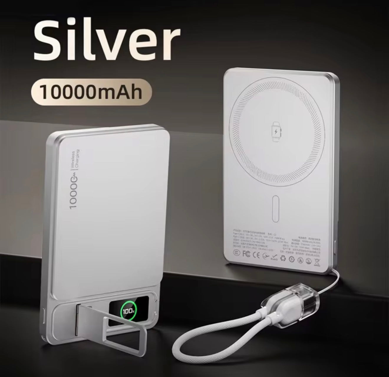 🔋📱 Chargeur Externe Sans Fil MagSafe 3 en 1 – Charge Rapide avec Écran TFT