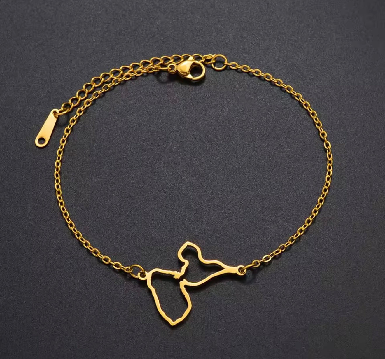 ✨⛓️ Bracelet, chaine de cheville ou collier en Acier Inoxydable rond – Carte de la Guadeloupe