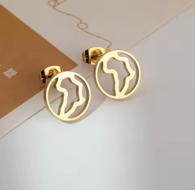 ✨ Boucles d’Oreilles en Acier Inoxydable – Carte de la Guadeloupe, Martinique 🇲🇶, Guyane 🇬🇫 & Réunion 🇷🇪