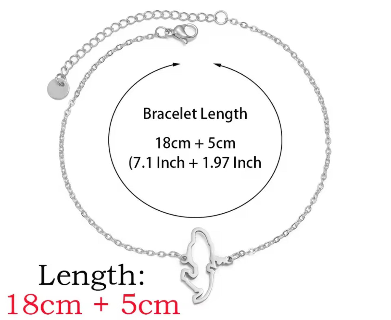 ✨⛓️ Bracelet, chaine de cheville ou collier en Acier Inoxydable rond – Carte de la Guadeloupe