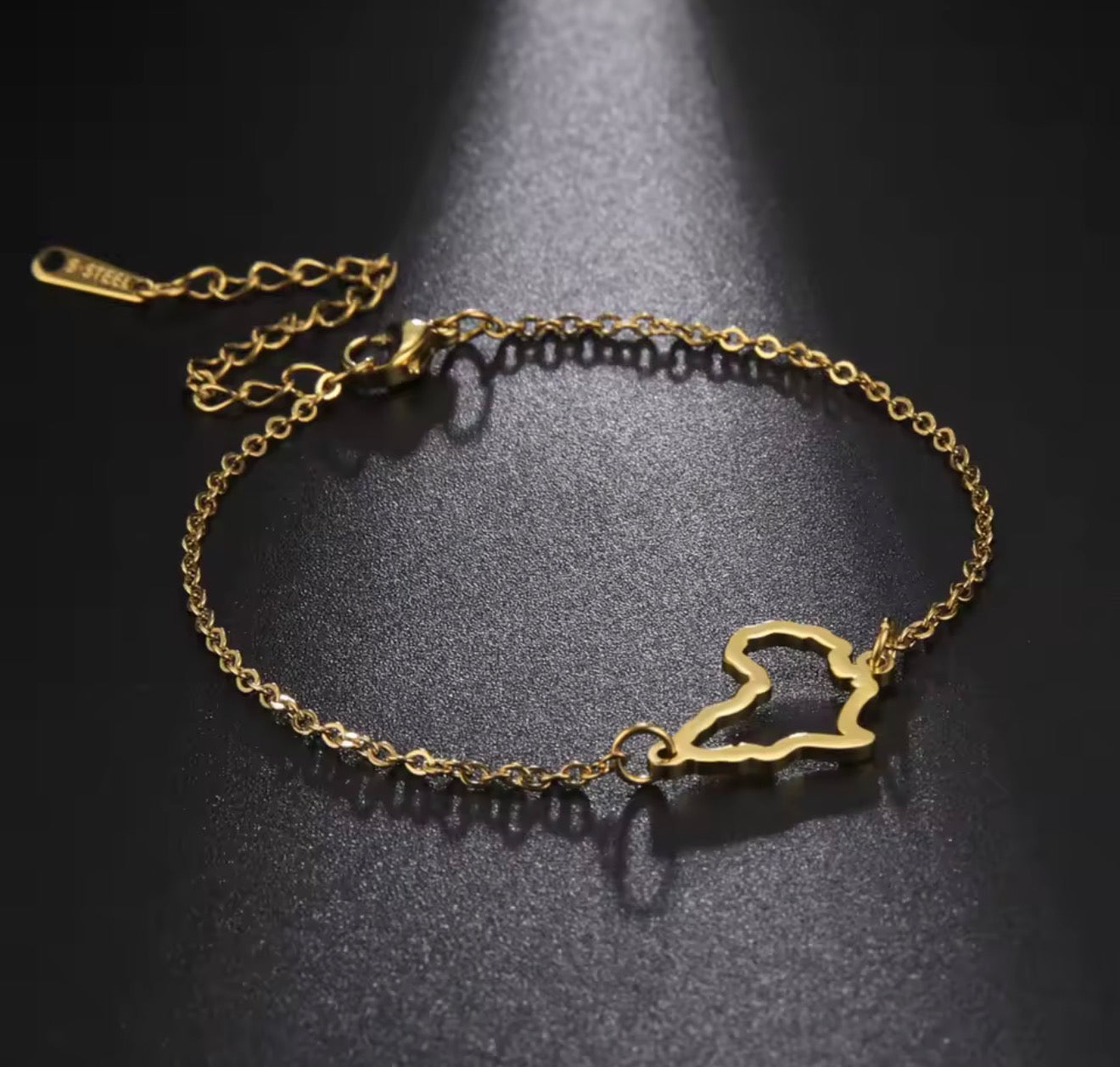 ✨⛓️ Bracelet, chaine de cheville ou collier en Acier Inoxydable rond – Carte de la Guadeloupe