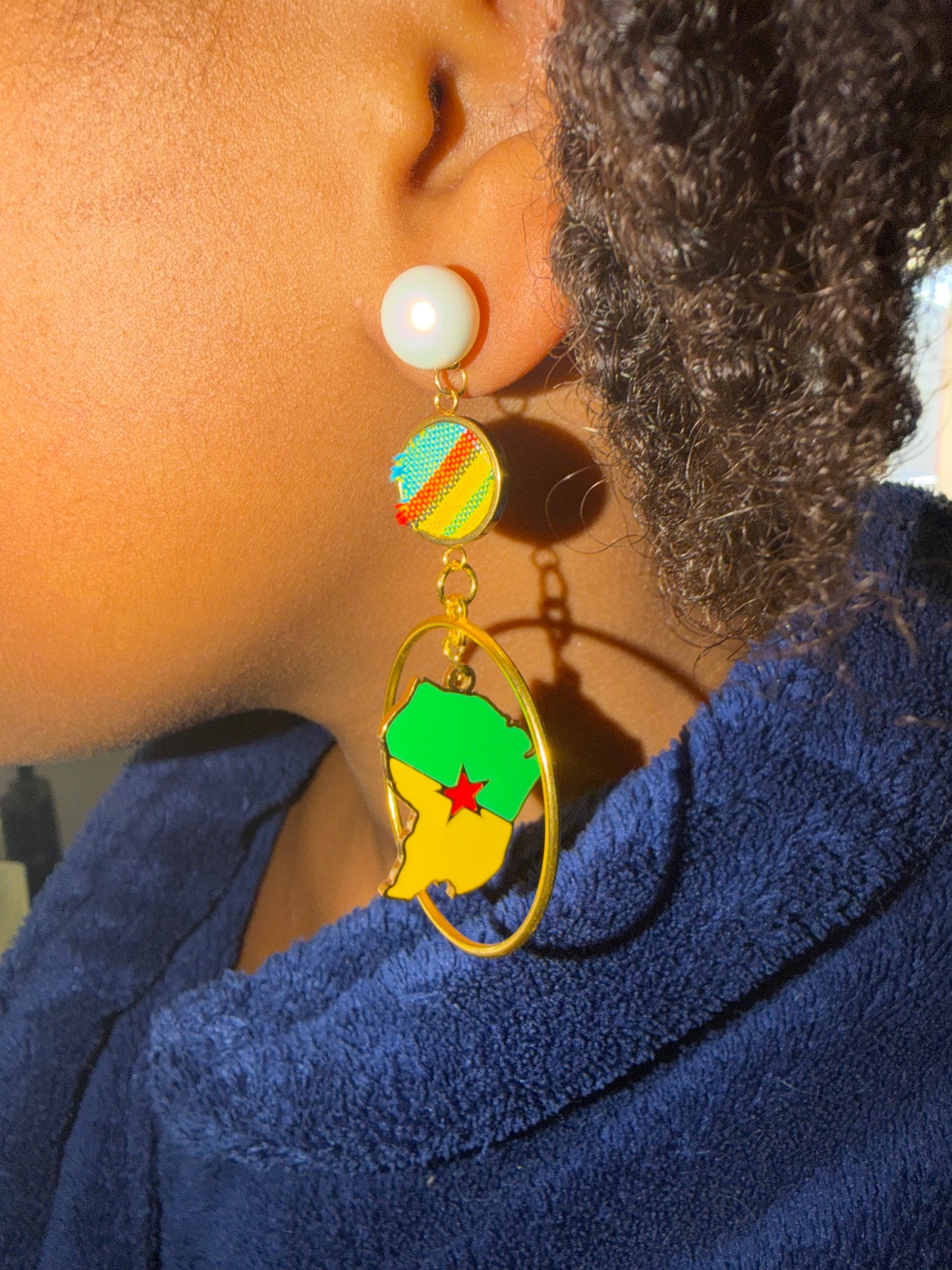 🌺 Boucles d’Oreilles madras «MADRÉLYA» Antilles/Guyane