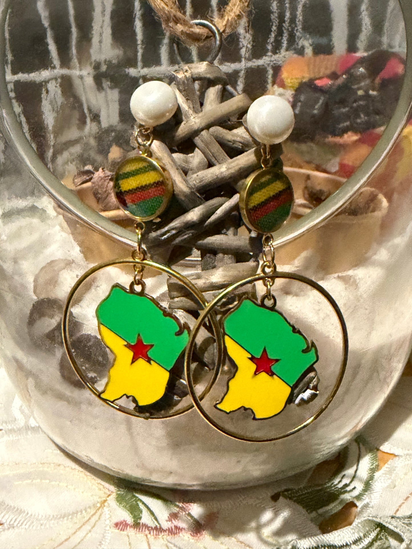 🌺 Boucles d’Oreilles madras «MADRÉLYA» Antilles/Guyane