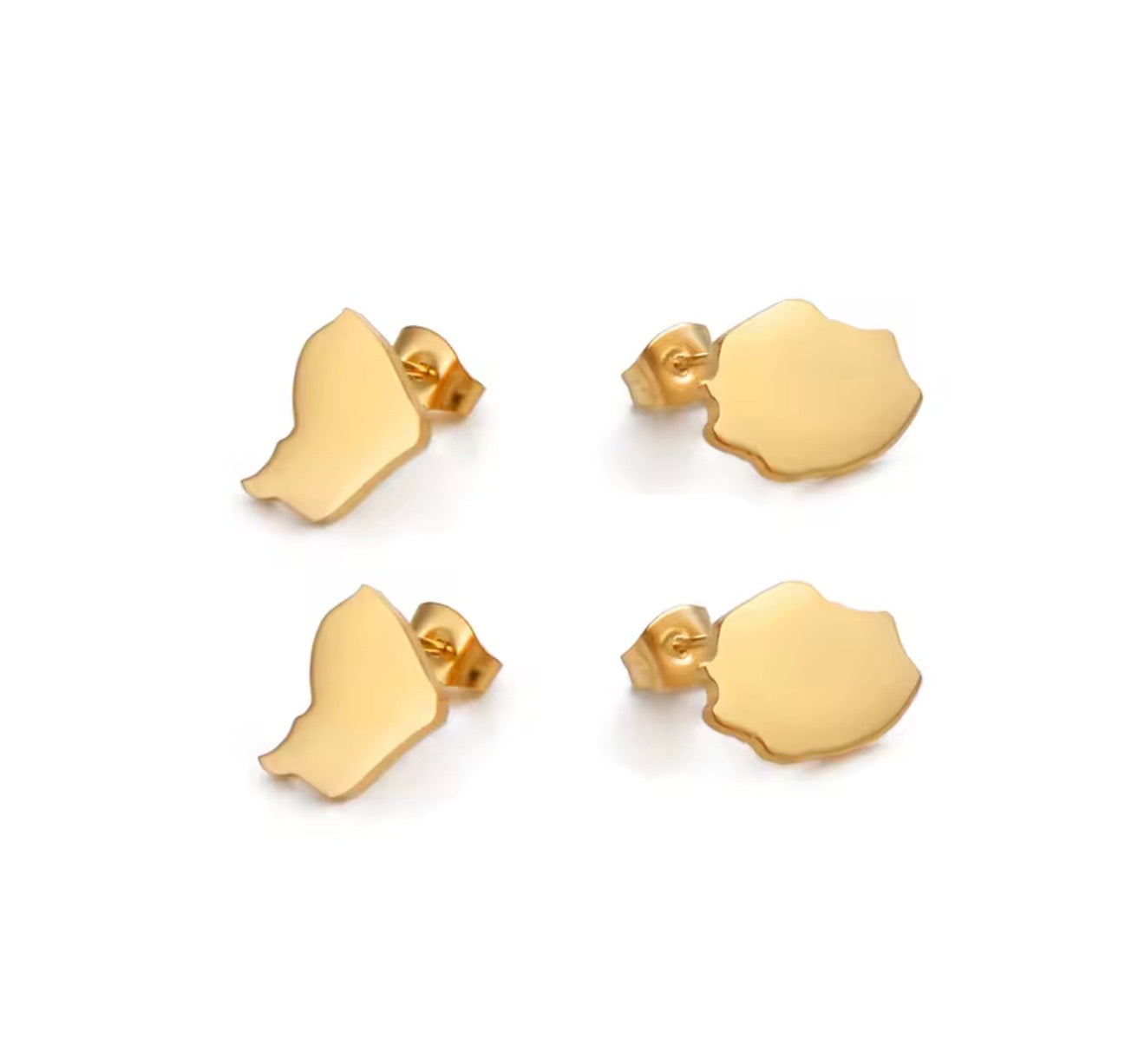 ✨ Boucles d’Oreilles en Acier Inoxydable – Carte de la Guadeloupe, Martinique 🇲🇶, Guyane 🇬🇫 & Réunion 🇷🇪