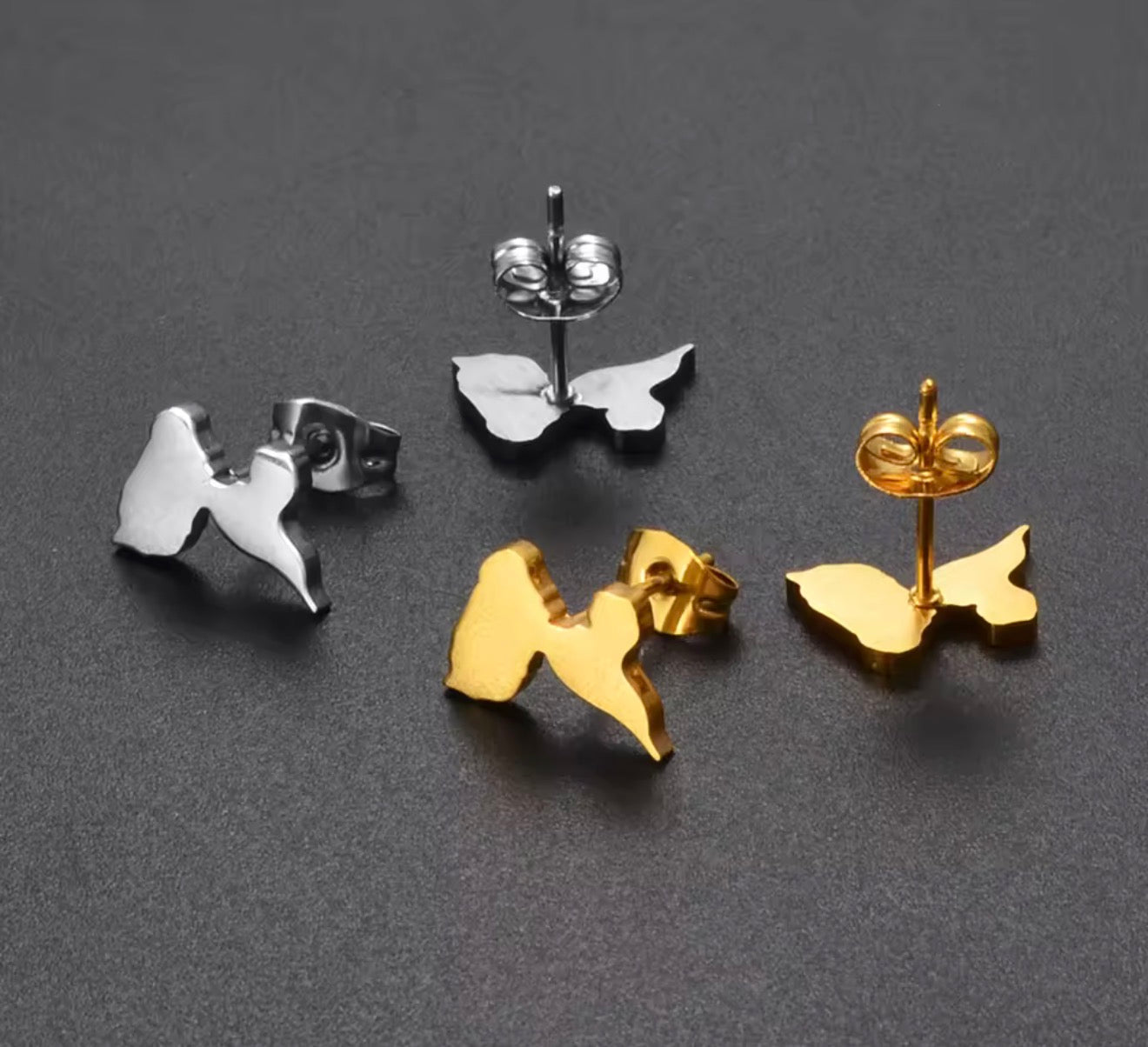 ✨ Boucles d’Oreilles en Acier Inoxydable – Carte de la Guadeloupe, Martinique 🇲🇶, Guyane 🇬🇫 & Réunion 🇷🇪
