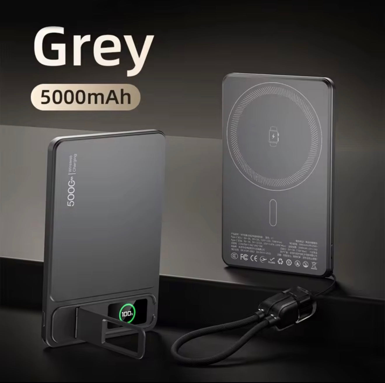🔋📱 Chargeur Externe Sans Fil MagSafe 3 en 1 – Charge Rapide avec Écran TFT