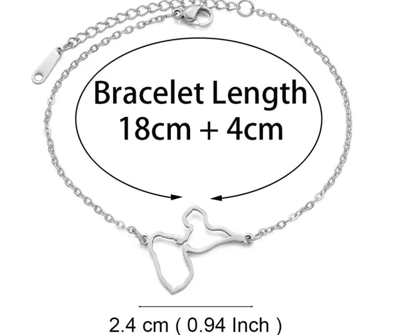 ✨⛓️ Bracelet, chaine de cheville ou collier en Acier Inoxydable rond – Carte de la Guadeloupe
