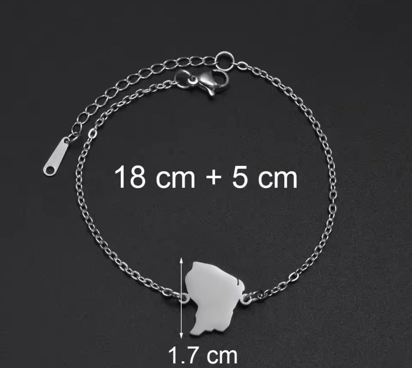 ✨⛓️ Bracelet, chaine de cheville ou collier en Acier Inoxydable rond – Carte de la Guadeloupe