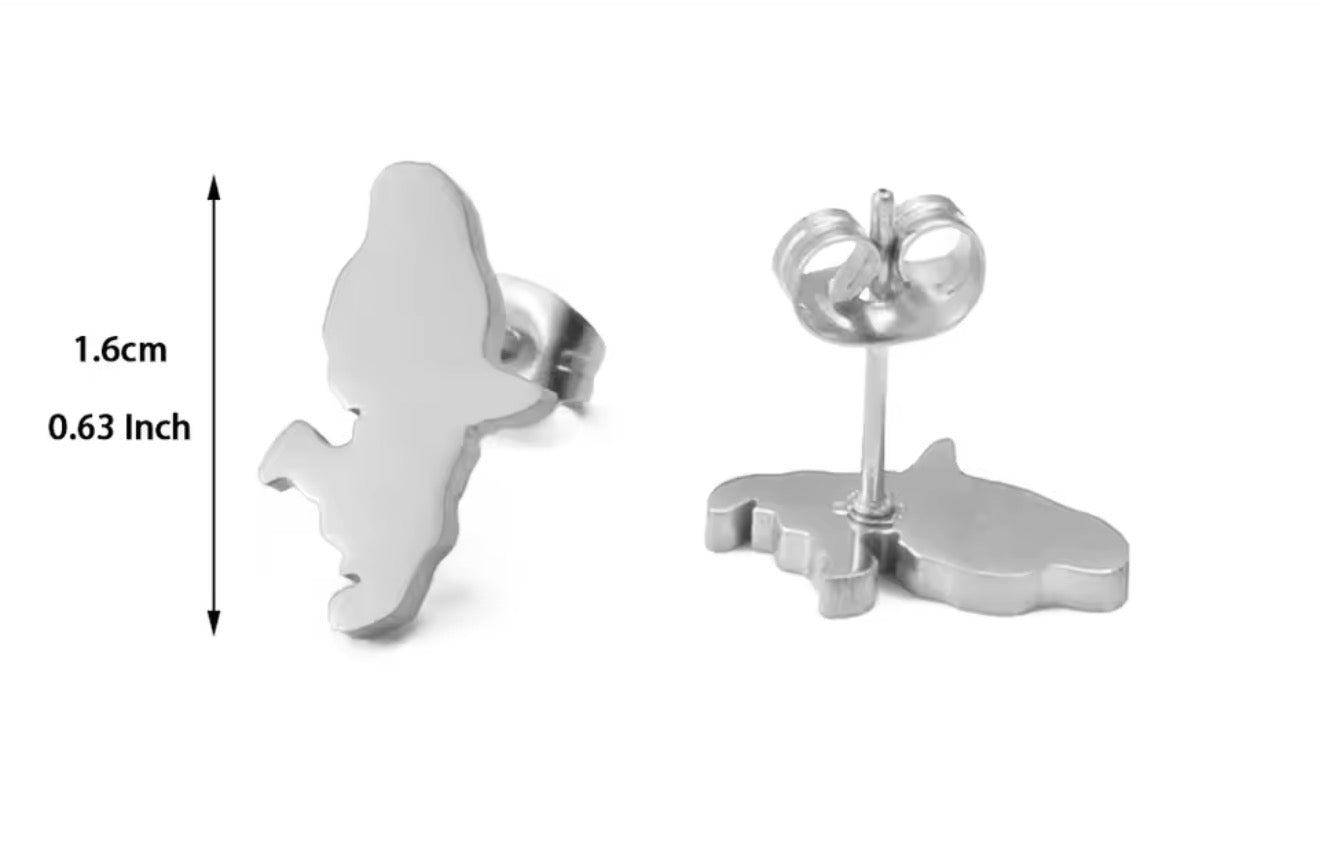 ✨ Boucles d’Oreilles en Acier Inoxydable – Carte de la Guadeloupe, Martinique 🇲🇶, Guyane 🇬🇫 & Réunion 🇷🇪