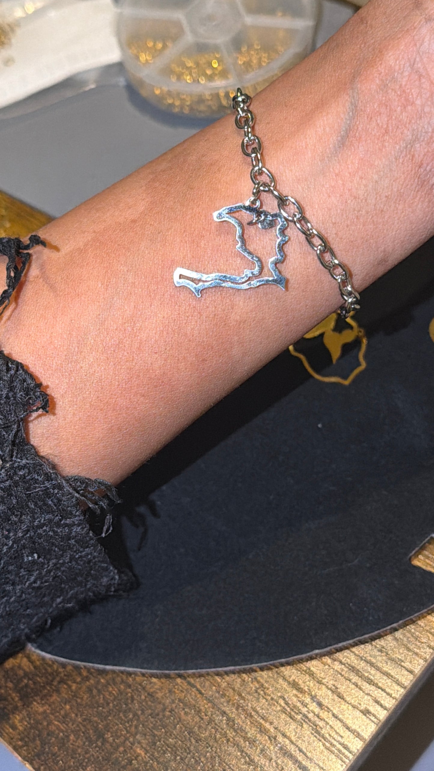 ✨⛓️ Bracelet, chaine de cheville ou collier en Acier Inoxydable rond – Carte de la Guadeloupe