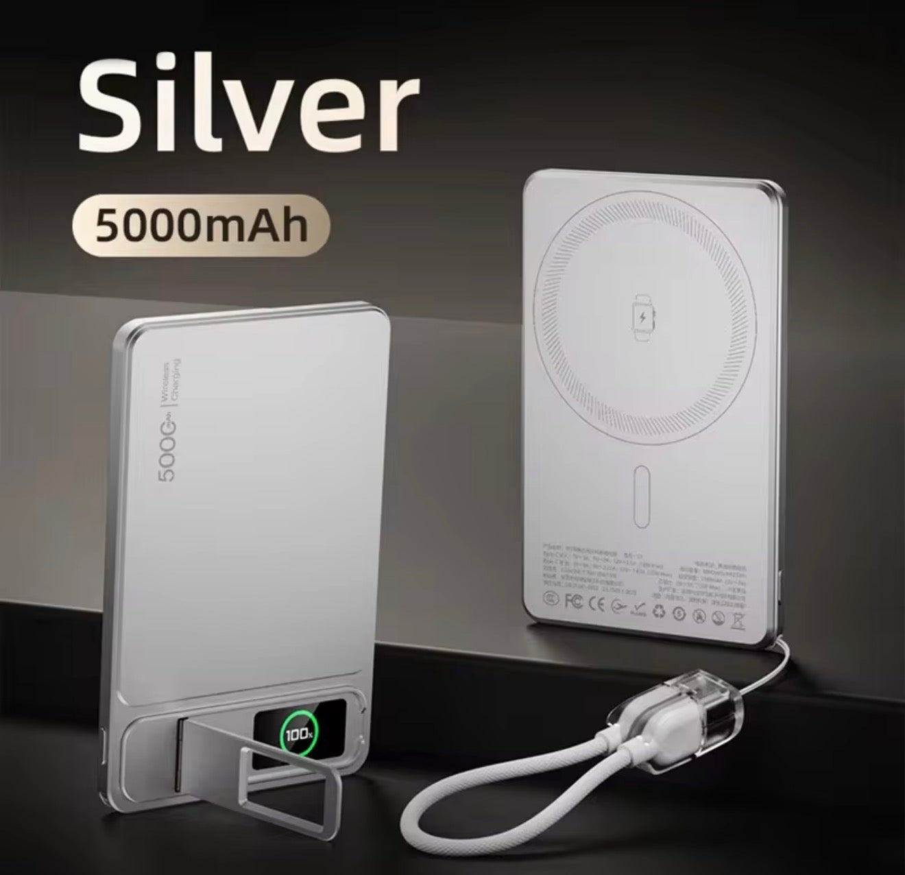 🔋📱 Chargeur Externe Sans Fil MagSafe 3 en 1 – Charge Rapide avec Écran TFT