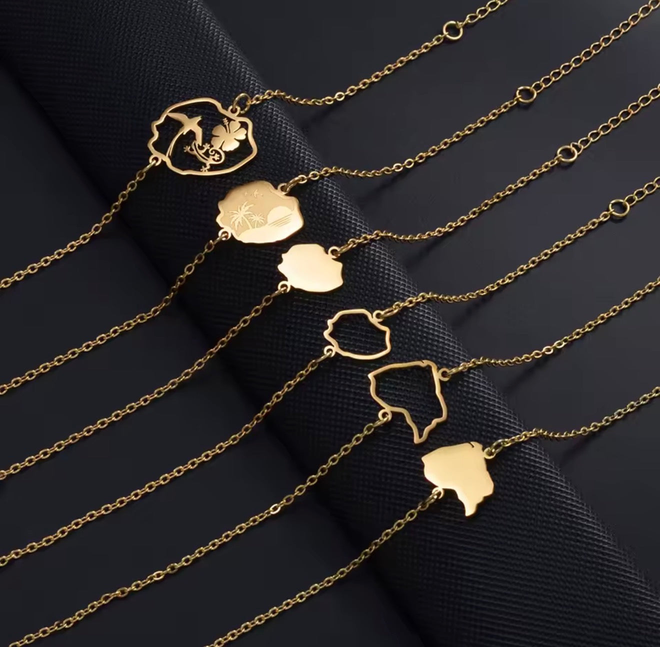 ✨⛓️ Bracelet, chaine de cheville ou collier en Acier Inoxydable rond – Carte de la Guadeloupe