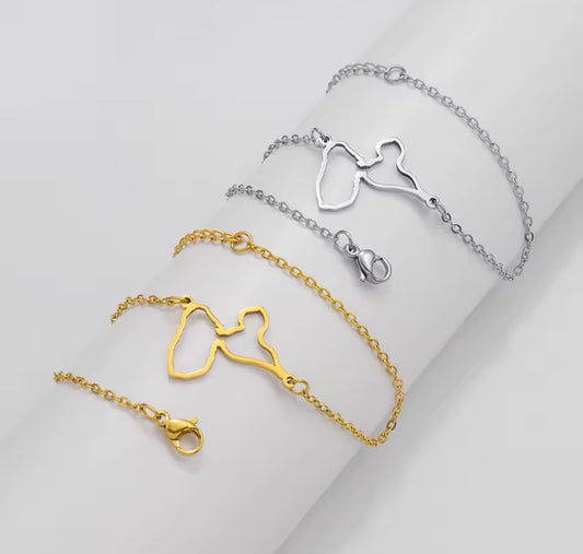 ✨⛓️ Bracelet, chaine de cheville ou collier en Acier Inoxydable rond – Carte de la Guadeloupe