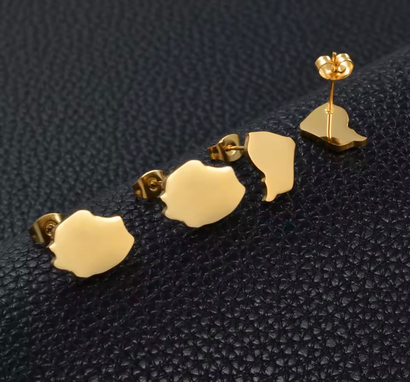 ✨ Boucles d’Oreilles en Acier Inoxydable – Carte de la Guadeloupe, Martinique 🇲🇶, Guyane 🇬🇫 & Réunion 🇷🇪
