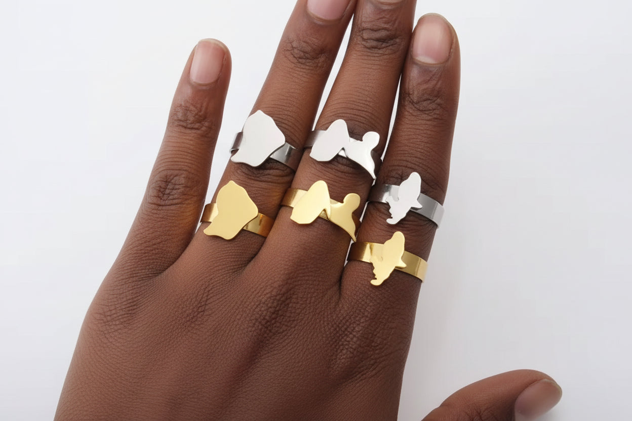 💍✨ Petites Bagues Ajustables en Acier Inoxydable – Guadeloupe, Martinique🇲🇶, Guyane🇬🇫 & Réunion🇷🇪