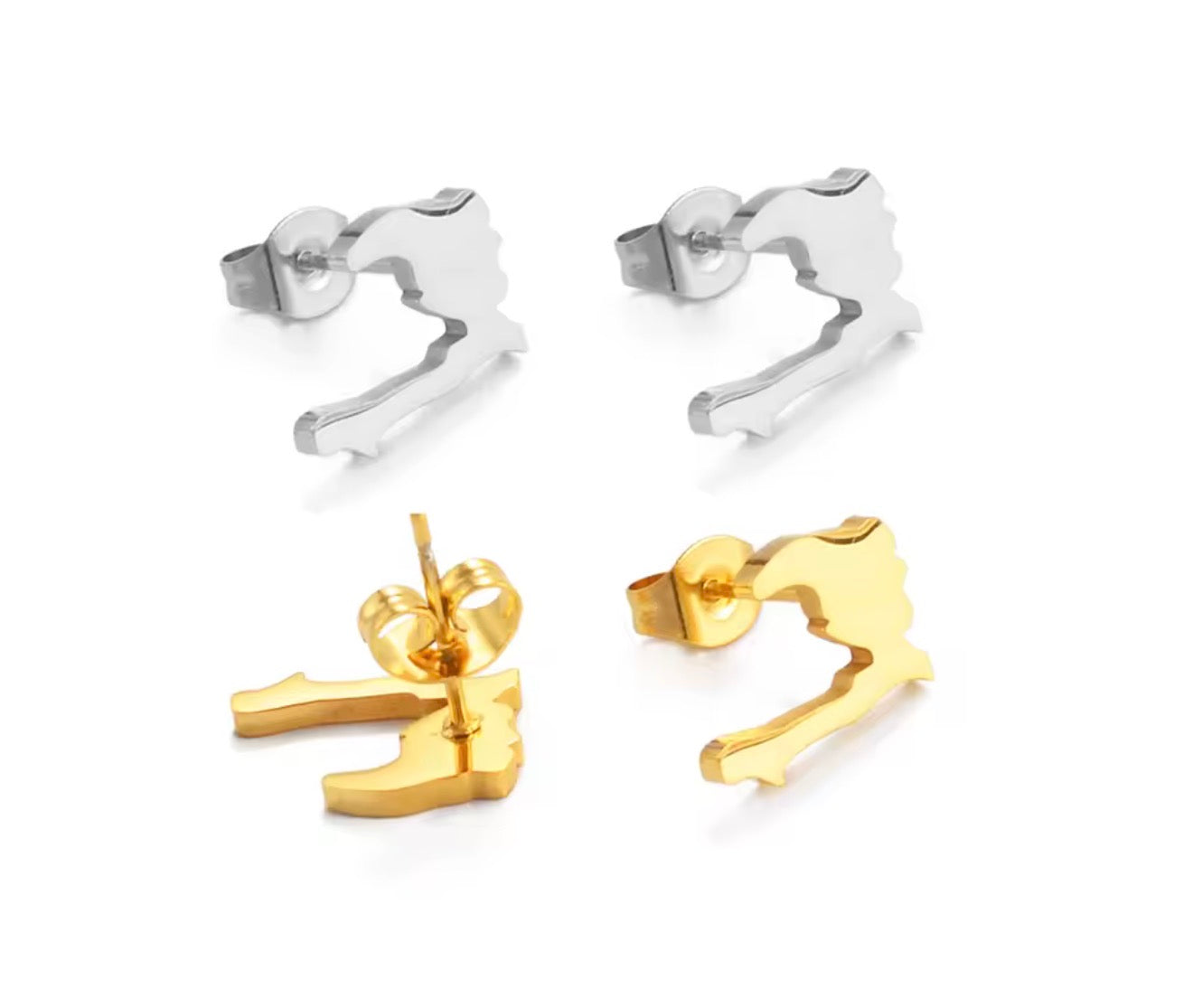 ✨ Boucles d’Oreilles en Acier Inoxydable – Carte de la Guadeloupe, Martinique 🇲🇶, Guyane 🇬🇫 & Réunion 🇷🇪